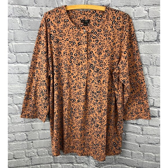 J. Jill Tops - J. Jill Wearever Womens XL Orange Floral Print Top 3/4 Sleeve Knit Tunic Blouse